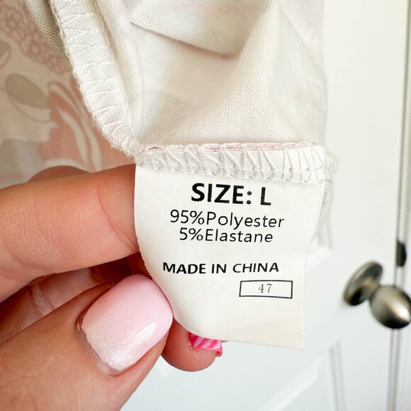 Womens Floral Stretchy Tank Top Size Large Pink Orange Tan Boho Summer - Picture 4 of 6